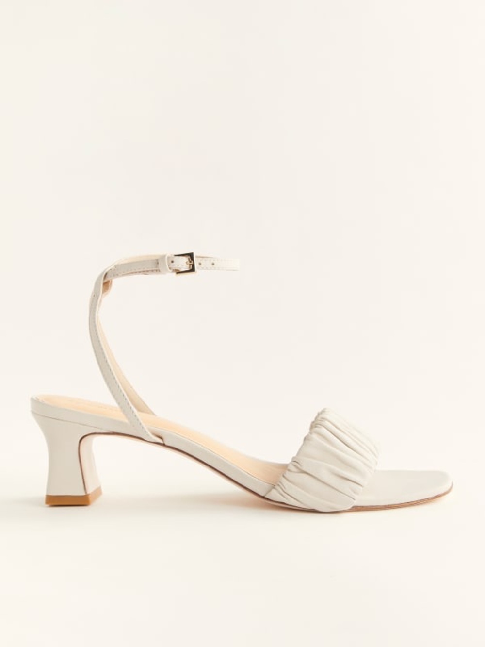 Reformation Shelly Ruched Sandal Heeled BEIGE Leather Neutral Women’s 7